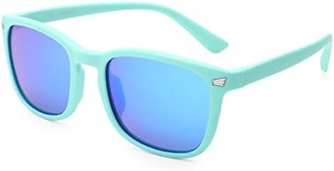 COASION Polarized Kids Sunglasses UV 400 Protection for Girls Boys Classic Retro Style Toddler Shades Age 3-12, A2 Matte Blue / Blue Mirrored Lens, Medium