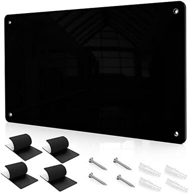 XYK 17.1" x 11.8" Black Metal Magnetic Board - Magnet Bulletin Board to Display Magnetic Letters Numbers Animal, Poetry, Spice Jars, Notes, Photos, Suitable for Wall, Refrigerator, Cubicle, Cabinet