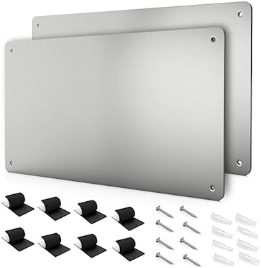 XYK 17.1" x 11.8" 2 Pack Stainless Steel Magnetic Board - Magnet Bulletin Board to Display Magnetic Letters Numbers Animal, Poetry, Spice Jars, Notes, Photos, Suitable for Wall, Refrigerator, Cubicle