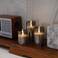 AMAGIC Glass LED Flameless Candles, Battery Operated, Set of 3, Grey Glass, D3 H4 5" 6