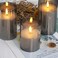 AMAGIC Glass LED Flameless Candles, Battery Operated, Set of 3, Grey Glass, D3 H4 5" 6