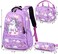 Dafelile Backpack Unicorn for Girls School Preschool Backpack for Girls 3 IN 1 School Bookpack Set with Lunch Bag Pencil Bag, Purple, One Size, Daypack Backpacks