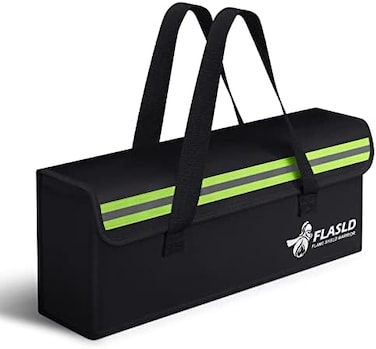 FLASLD E-Bike Battery Safe Bag Explosionproof - Large Capacity Fireproof Lipo Bag for Ebike Battery Charging and Storage (19.3 x 4.3 x 7in
