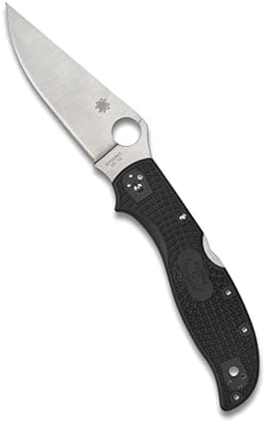 سكين جيب Spyderco Stretch 2 XL Signature خفيف الوزن بشفرة من فولاذ VG-10 بطول 3.43 بوصة ومقبض أسود من مادة FRN - حافة مركبة - C258PSBK