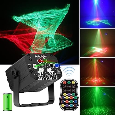 أضواء حفلات ديسكو دي جي تعمل بالبطارية من Enjoyedled - تأثير ضوء الليزر الشمالي، إضاءة ستروب RGB LED تعمل بالصوت مع جهاز تحكم عن بعد، مثالية لأعياد الميلاد والهالوين ونوادي الكاريوكي الداخلية.