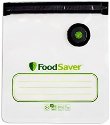 أكياس FoodSaver قابلة لإعادة الاستخدام بسعة ربع جالون، مزودة بسحاب لتفريغ الهواء، للاستخدام مع أجهزة FoodSaver اليدوية لتفريغ الهواء، 10 أكياس
