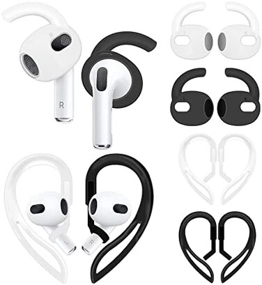 IiEXCEL 4 Pairs Anti Slip Kit Compatible with AirPods 3rd Gen, Silicone Sport Ear Hooks and 360&deg; Rotation Adjustable Length Outdoor Earhooks Grip Ear Tips Wing Buds Holder for New AirPod 3-4X1