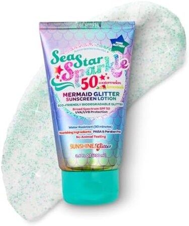 Sunshine &amp; Glitter SunshineGlitter Sea Star Sparkle Mermaid SPF 50 Biodegradable Sunscreen
