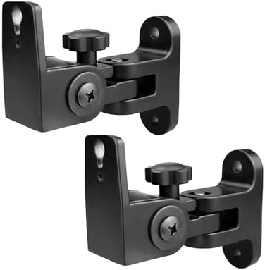 حامل مكبرات صوت جداري عالمي Howonder BS-218pro، مناسب لمكبرات الصوت الصغيرة، قابل للتعديل عموديًا بزاوية 120 درجة وأفقيًا بزاوية 180 درجة، يتحمل وزنًا يصل إلى 13.6 كجم، متوافق مع مكبرات صوت Bose وJBL