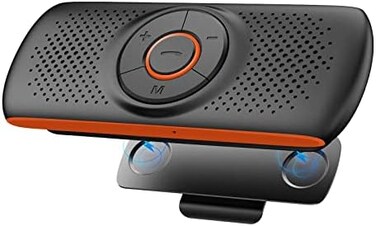Skybess Car Bluetooth Speaker, Wireless Car Kit, Portable Bluetooth Speakerphone for Handsfree Talking, Support Siri Google Assistant, TF Card, Orange