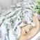 LifeTree Newborn Swaddle Set with Matching Hat and Headband Bow, Wooden Birth Announcement Card, Muslin Baby Swaddle Blankets for BoysGirls, Eucalyptus Pattern