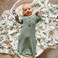 LifeTree Newborn Swaddle Set with Matching Hat and Headband Bow, Wooden Birth Announcement Card, Muslin Baby Swaddle Blankets for BoysGirls, Eucalyptus Pattern