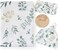 LifeTree Newborn Swaddle Set with Matching Hat and Headband Bow, Wooden Birth Announcement Card, Muslin Baby Swaddle Blankets for BoysGirls, Eucalyptus Pattern