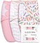 GLLQUEN BABY Swaddle Blankets for Baby Girls, 3-6 Months, Orange Pink FeatherWave Point, 3 Pack Wrap Set, Newborn Adjustable Swaddles Sleep Sack, (Medium/Large