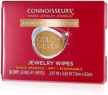 CONNOISSEURS Jewelry Wipes - Compact Gold and Silver Jewelry Cleaner, 30 Count (Pack of 1, no gemstone
