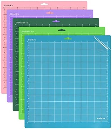 مجموعة من 5 قطع من حصائر القطع من welebar لأجهزة Silhouette Cameo 4/3/2/1، مقاس 12×12 بوصة، بأنواع مختلفة من قبضة القطع: قياسية/خفيفة/قوية/قماشية، مناسبة للخياطة والتطريز والحرف اليدوية...