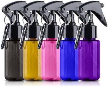 TANSHINE Small Spray Bottle 2oz 50ml Travel Size Mini Fine Mist Water Spray Bottles Small,Portable Hand Sanitiser Alcohol Spray Bottle,Plastic Refillable Empty Face Mister Spray Bottle with Clip,5pcs
