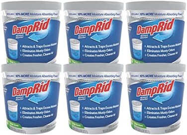 DampRid Refillable Moisture Absorber, 11 oz., 6-Pack &ndash; Fresh Scent Moisture Absorbers, 10% More Absorbing Power*, Eliminates Musty Odors for Fresher, Cleaner Air