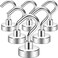 Neosmuk Steel Magnetic Hooks, 22 LbHeavy Duty Earth Magnets With Hook For Refrigerator, Extra Strong Cruise Hook For Hanging, Magnetic Hanger For Curtain, Grill (6, Silver