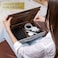 Vigo Wood Laptop Tray - Ergonomic Design with Cushioned Bottom and Mousepad Drawer - Adjustable Height for Comfortable Work Anywhere - Ideal for Home Office, Sofa, Bed (Walnut