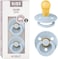 BIBS Colour Soother 2-Pack, BPA Free Dummy Pacifier, Round Natural Rubber Latex, Made in Denmark, Size 3 (18Months, Baby Blue