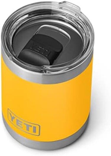 كوب YETI Rambler سعة 10 أونصات، معزول بتفريغ الهواء، مصنوع من الفولاذ المقاوم للصدأ مع غطاء MagSlider، لون أصفر ألباين