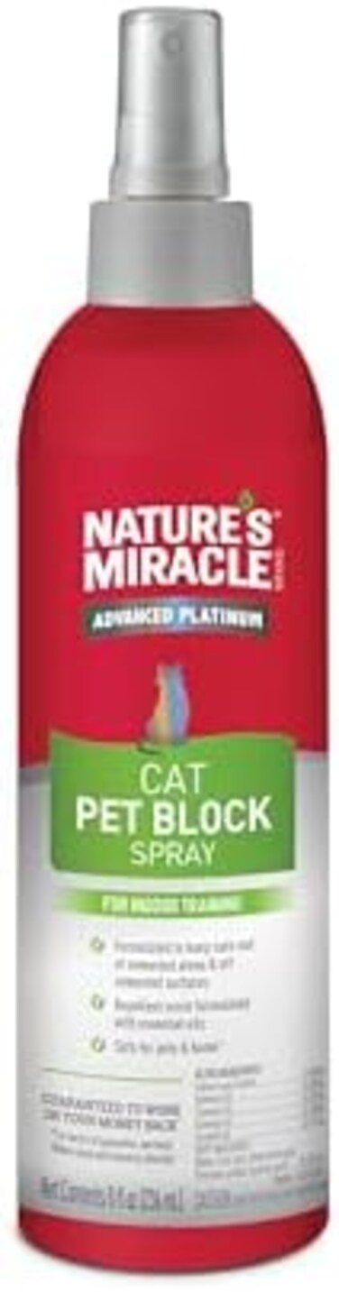 Nature's Miracle Advanced Platinum Cat Pet Block Repellent Spray, 8 Ounces, Indoor Training Aid for Cats