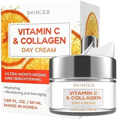 Skin 2.0 Vitamin CCollagen Face Moisturizer - Dermatologist Tested, Anti-Aging, Skin Tightening - Brightening, Clean Beauty, Cruelty-Free, Korean Skincare for All Skin Types - 1.69 Fl oz