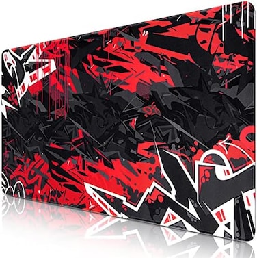 Canjoy Gaming Mouse Pad, Extended Mouse Pad 31.5x15.7inch XXL Large Big Computer Keyboard Mouse Mat Desk Pad with Non-Slip Base and Stitched Edge for Home Office Gaming Work (Black Red