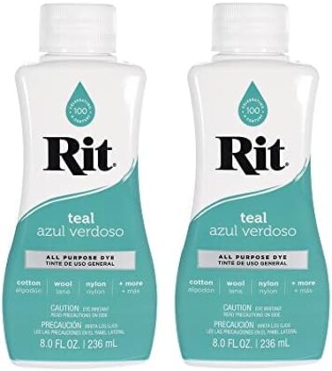 Craft County Rit Dye Multi-Purpose Liquid 8 OZ.Great for Clothing, Accessories, D&eacute;cor, and Much More2-Pack, Teal