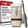KneadAce Sourdough Starter Jar With Date Marked Feeding Band, Thermometer, Sourdough Fermentation Jar Scraper, Sewn Cloth CoverMetal Lid, Sourdough Starter Kit
