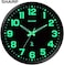 SHARP Glow in The Dark Atomic Analog Wall Clock - 12" Clock with Black Frame - Sets Automatically - Battery Operated - Easy to Read - Easy to Use &ndash; See Day or Night!