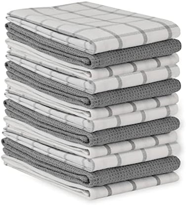 LANE LINEN Dish Towels for Kitchen Set of 12, Cloths, 18 x 28 , Soft Hand Towels, Tea Quick Drying Premium Decorative - Grey