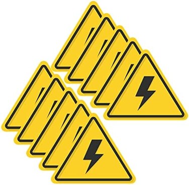 Haobase 10 Pcs Danger Symbol Electrical Hazard Warning Safety Sign Sticker - 5 cm x 4.2 cm - Self Adhesive Vinyl