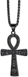 Richsteel Stainless Steel/Gold/Black Plated Ankh Cross Pendant Necklace for Men Women with Wheat Chain Religious Jewelry(with Gift Box, Metal, Cubic Zirconia