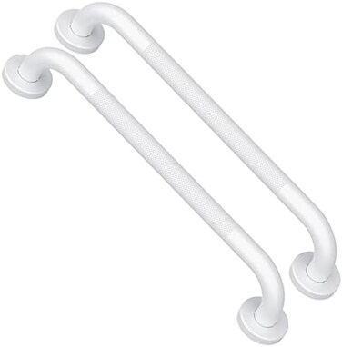 iMomwee 2 Pack 16 Inch Oil Rubbed White Shower Grab Bars w/Anti-Slip knurled Grip, Stainless Steel Wall Mount Bathroom Safety Balance Handrail, Handicap Elderly Senior Assist Textured Grab Bar Handle