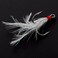 Conskyee 20pcs Feather Treble Fishing Hooks Size 4 Tied Round Bend Barbed Triple Hooks with White Feather