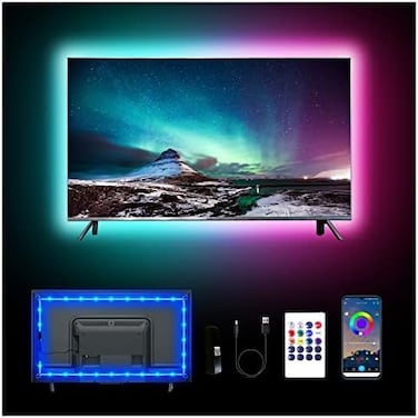 dalattin 12.5ft Led Lights for TV, 40-55 Inch USB RGB LED Strip Lights, TV Backlight with Remote Built-in MIC Music Sync, Bluetooth APP Control Led Lights for Gaming Bedroom, HDTV Mood Lighting