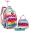 Egchescebo School Kids Rolling Backpack for Girls with Wheels Trolley Wheeled Backpack