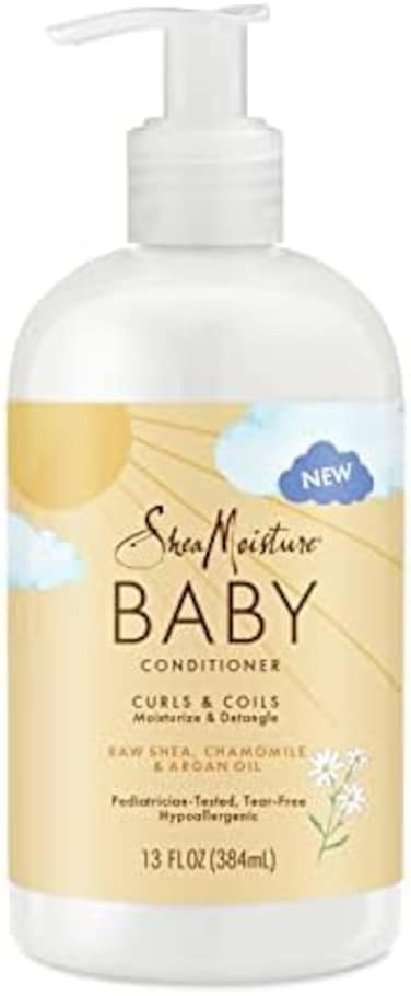SHEA MOISTURE Baby Conditioner for Curly Hair Raw Chamomile and Argan Oil Moisturizes and Helps Detangle Delicate Curls and Coils 13 oz