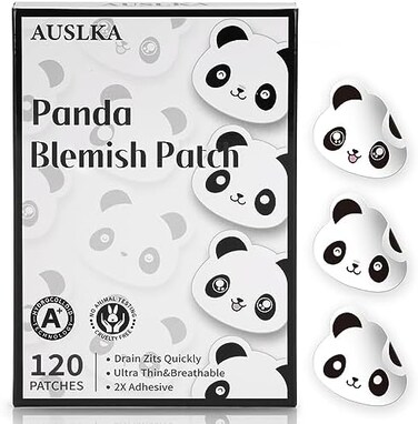 AUSLKA Panda Pimple Patches- 120 Patches, Hydrocolloid Spot Dots - Blemishes Patch - Facial Skin Care, For Zits, Blemishes,Breakouts