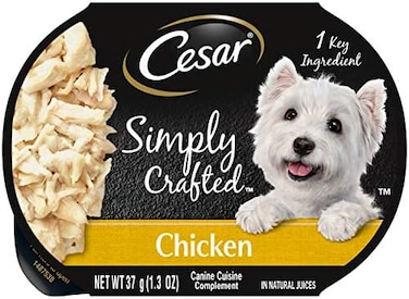 CESAR SIMPLY CRAFTED Adult Soft Wet Dog Food Meal Topper, Chicken, (101.3 oz. Tubs