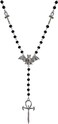 C&amp;Xanadu CXanadu BENBIYO Ankh Cross Bat Necklace Religious Grunge Gothic Vampire Black Long Rosary Beaded Ancient Egyptian Necklace for Women