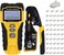طقم اختبار كابلات RJ45 من كلاين تولز 80072 مع جهاز LAN Scout Jr. 2، وأداة تجعيد/تجريد/قطع الكابلات المحورية، ومقبس بيانات معياري للتمرير.