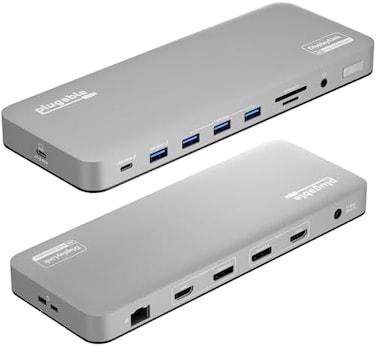 Plugable 13-in-1 USB C Docking Station Dual Monitor, 100W Charging, Dual 4K Displays 2x HDMI or 2x DisplayPort, Compatible with Mac, Windows, Thunderbolt 3/4, USB-C (5x USB, Ethernet, SD Card Reader