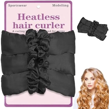 SWIMEE Heatless Hair Curler Headband For Long Hair Soft curlers Sleep Overnight Creates heatless curls and waves No Heat Curlers Rod for Women Girls Black