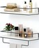 Shario White Floating Shelves - Set of 2, Wall Mounted Hanging Shelves with Black Towel Rack, Decorative Storage Shelves for Bathroom, Kitchen, Living RoomBedroom (Modern White