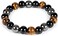 Denchy Triple Protection Bracelet, Tigers Eye - Black Obsidian and Hematite Beaded Bracelets for Men Women, Tourmaline Spiritual Natural Crystal Stone Luck Bracelet, Birthday Mother's Day Gift
