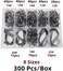 DAMIDEL 300Pcs/Box （22...1510Fishing Hook, Forged Steel/Barded Design, 8 Sizes Universal Octopus Fishing Hooks Set， Sharp/High Carbon/Hook Eye, Suitable Sizes in Freshwater Saltwater