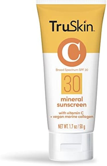 TruSkin Mineral Face Sunscreen SPF 30, Mineral Sunscreen for Face with Zinc Oxide, Vitamin CVegan Marine Collagen, Reef Safe Sunscreen for Sensitive Skin, 1.7 fl oz